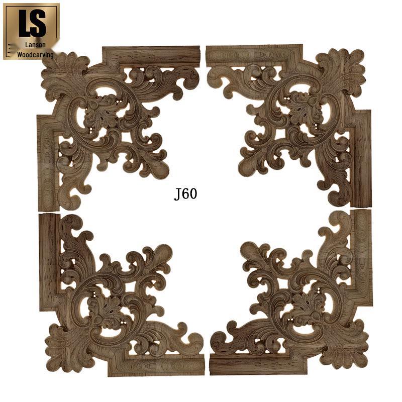 European Style Solid Wood Carving Ceiling & Wall Corner Decoration Model J60, 15x15cm