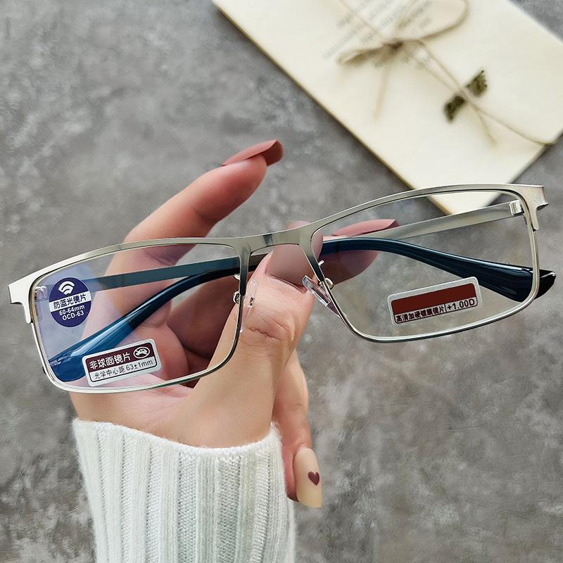 Ochelari de lectură cu jumătate de cadru din metal pentru bărbați Ochelari de vedere de designer de lux Anti lumină albastră Ochelari pentru prezbiopie cu prescripție finisați Până la +4,0
