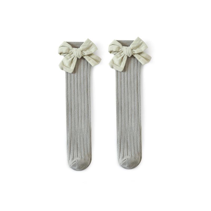 Children's Socks Summer Lolita Wooden Ear Mesh Ribbon Large Bow Mid-tube Socks for Girls