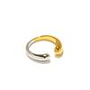 18k Gold Plated Two-Tone Stainless Steel Women's Irregular Geometric Open Ring - Fade-Resistant Elegant Design