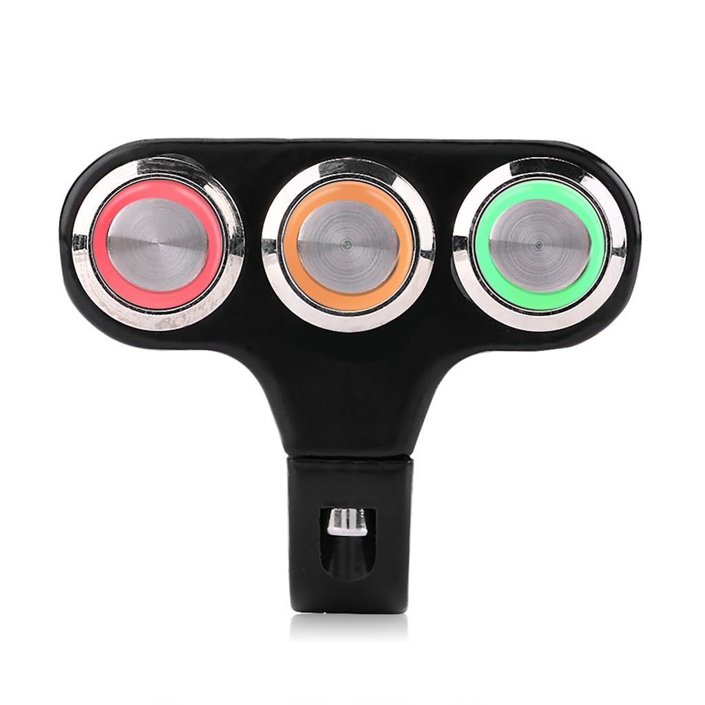 22mm Motorcycle Handlebar Mount Switch Headlight Hazard Brake Fog Light ON OFF with LED Light