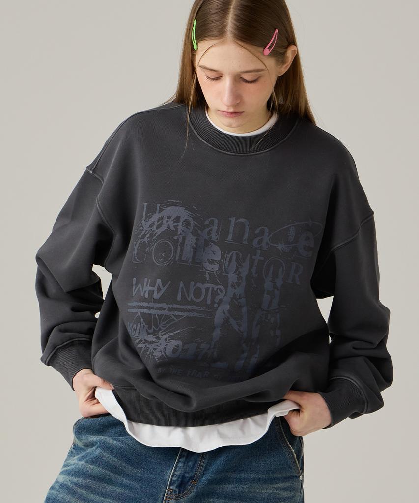 URBANAGE Collector Pigment Oversized Sweatshirt Charcoal