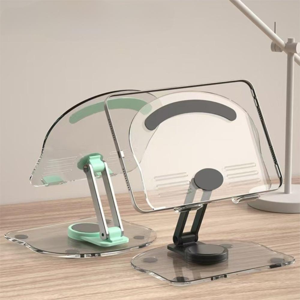 Transparent Acrylic Tablet Desktop Stand 360° Rotation Adjustable Phone Bracket Anti-slip Foldable Tablet Holder