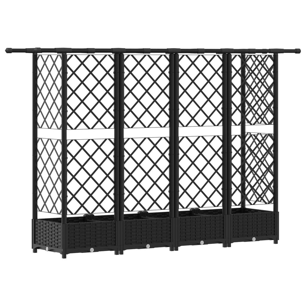 Elevated Planter with Trellis and Hanging Roof Black 202.5 X 40 X 123 Cm PP