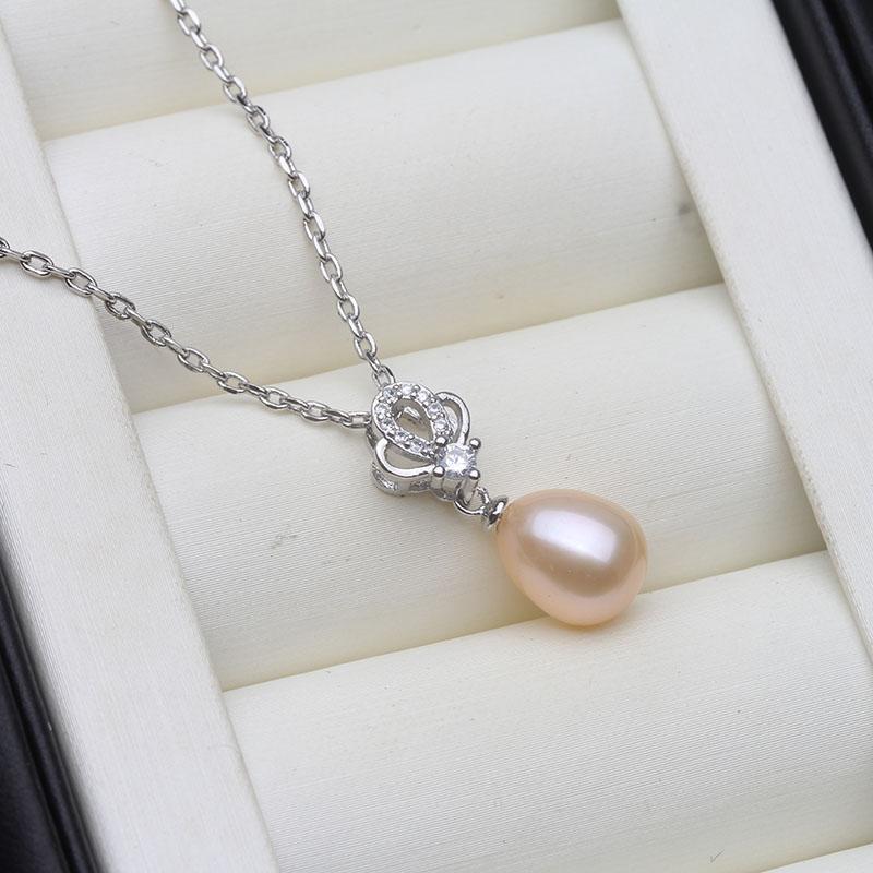 Real Natural pearl pendant 925 Woman,Freshwater Silver pearl pendant on the neck Wife Mother Birthday Gift White Pink Black