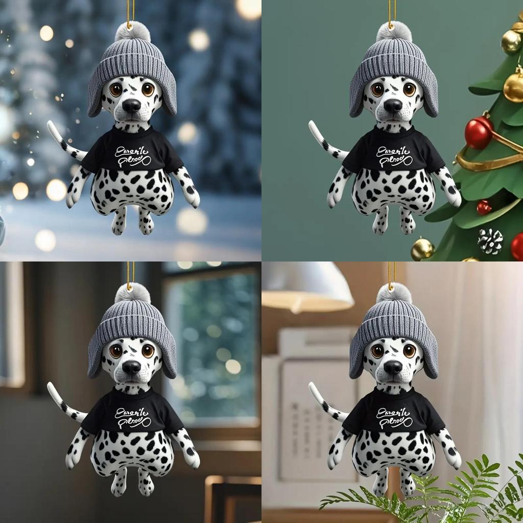 Dalmatian Car Mirror Decor Acrylic Cartoon Style Car Accessories For Vehicle Interior