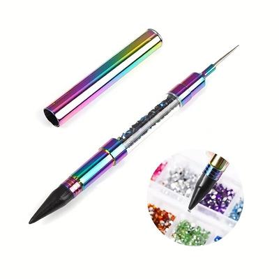 1 PCS Schillernder Dual-Ended Nail Dotting Pen Kristallperlen Griff Strass Studs Picker Wachs Bleistift Maniküre Nail Art Tool