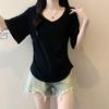 2026 Plus Size Women's V-Neck Slimming Short-Sleeve Summer Top