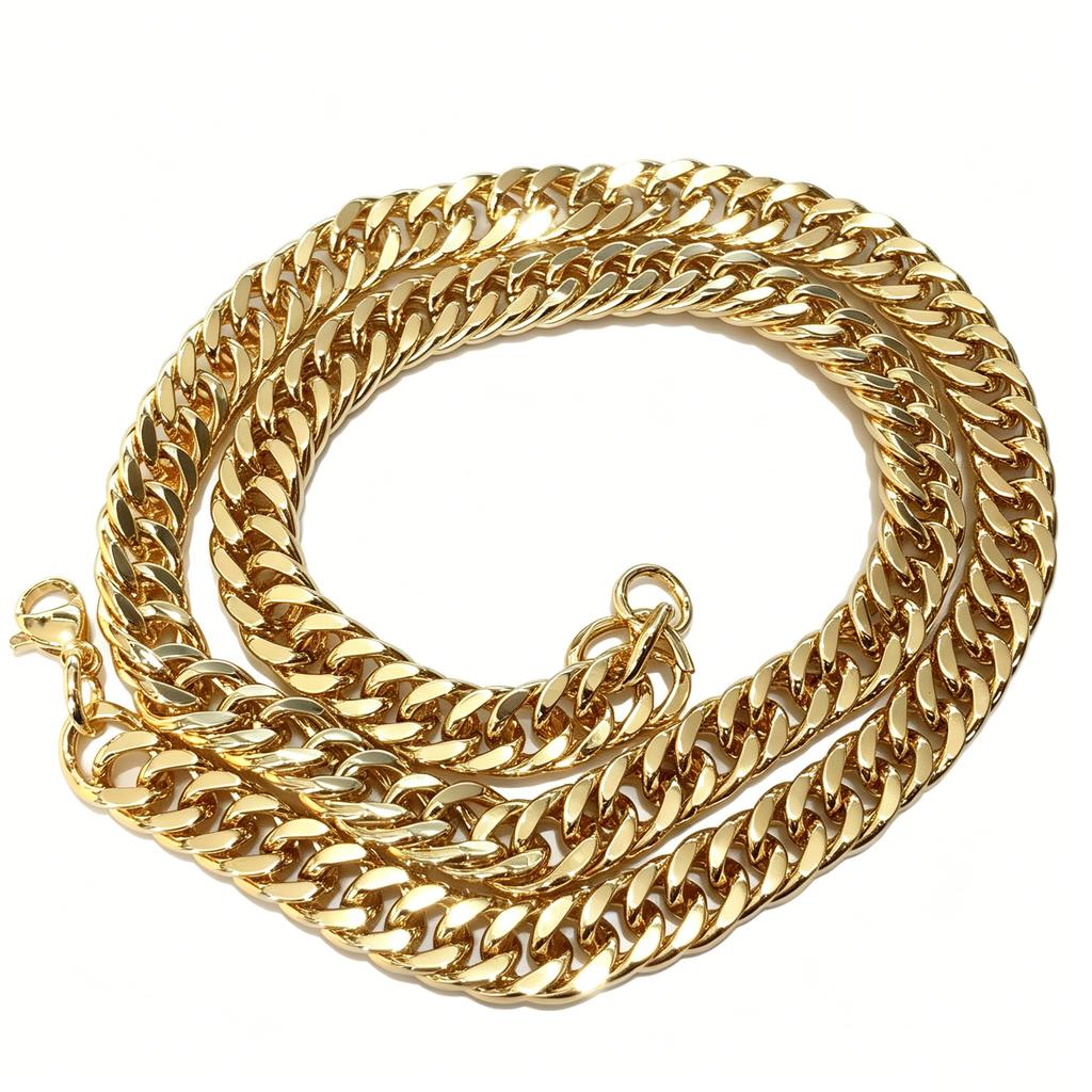 Factory Hot Sell  Pvd 14 k Gold Plated Hip Hop Cuban Link Chain Men's Stainless Steel 8 mm Wide Necklace for Parties