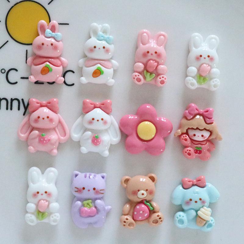 

10 Pcs New Fashion Cute Cartoon Rabbit, Girl, Little Bear Resin Scrapbook Diy Jewelry Wedding Hairpin Decorate Accessories A84