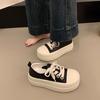 Korean Version of Lace-up Versatile Platform Canvas Shoes Women's Spring 2025 New Casual Shoes Small Fashion White Shoes