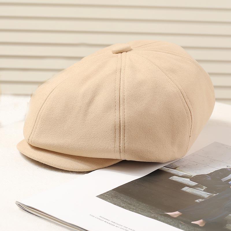 Woolen forward hat women's autumn and winter versatile retro octagonal hat showing face duckling tongue warm beret