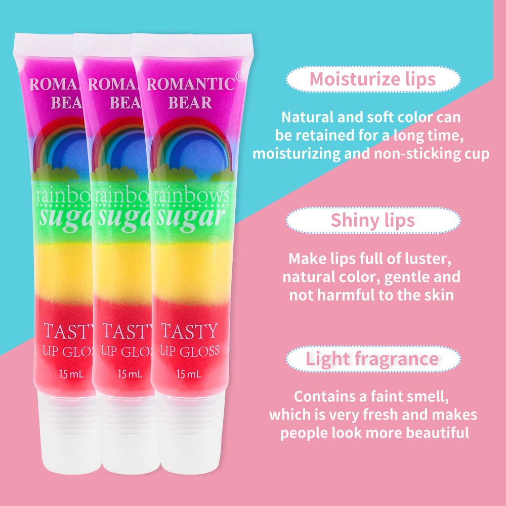 6 Colorful Lip Oil Moisturizing Lip Gloss Fade Lip Lines Rainbow Jelly Lipstick Brightening Lip Glaze Lip Stick