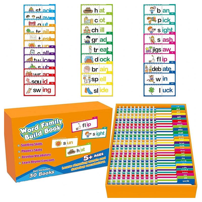 Reading Cards 30 Read And Rhyme Flipbooks Word Family Build Books Flash Cards Kindergarten Vocabulary Educational Reading Game