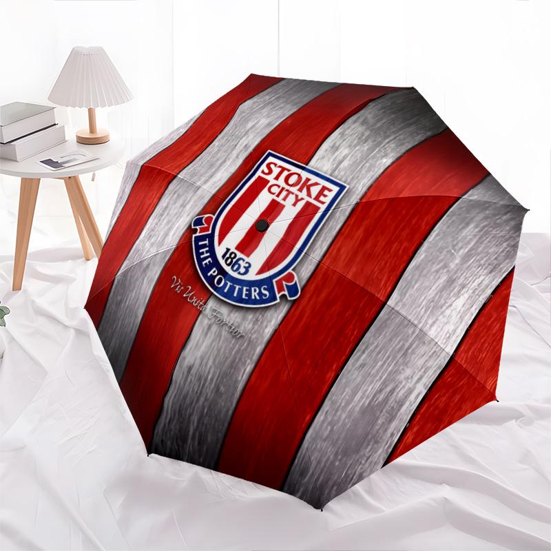 Wzór Stoke City FC, automatyczny składany parasol, przenośna i składana konstrukcja, 8 żeber, prezent na Boże Narodzenie lub urodziny.