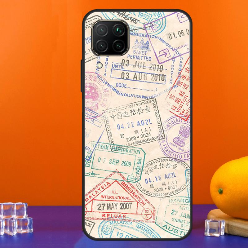 Retro Postkarte Reisepassstempel Für Huawei Nova 12s 12i 11i 5T 9 10 SE Y91 Y90 Y60 Y70 Y72 Y61 P60 Pro P20 P40 P30 Lite Hülle