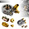 AN10 Ölfilter Universeller Kühler Sandwichplatte Blockadapter Thermostat 3/4" -16UNF & M20*1.5 Und 1/8"NPT Aluminium Silber