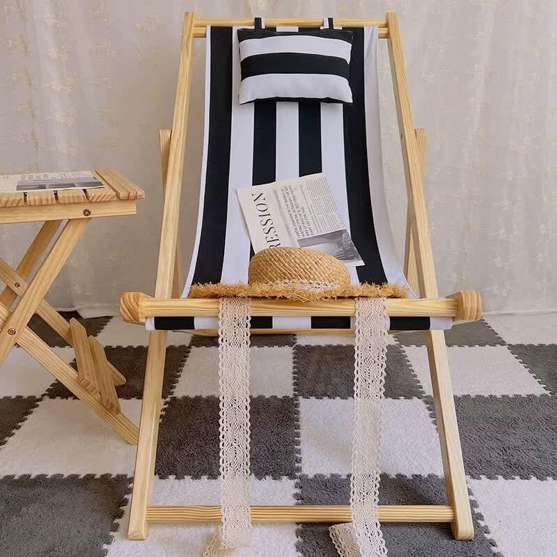 Qiuqiao Foldable Solid Wood Canvas Beach & Lounge Chair