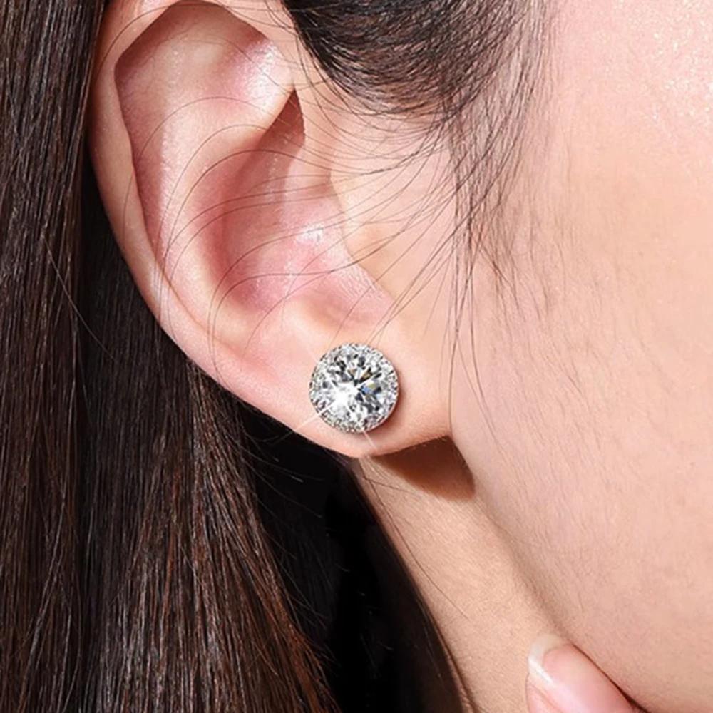 Exquisite Silver S925 Round D Color 1-3 Carat Moissanite Earrings for Fashion Women Weddings Stud Earrings Jewelry