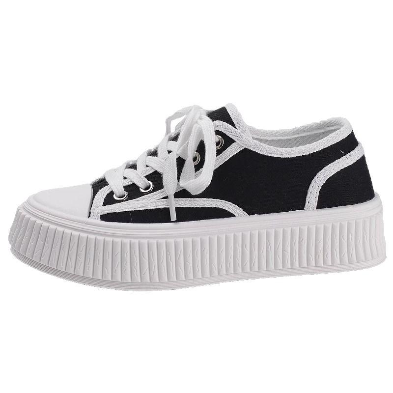 Popular Thick-soled White Canvas Board Shoes Women's Spring and Summer Ins Tide 2025 New Niche Versatile Casual Sports Shoes