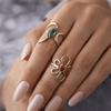 Red Zircon Irregular Stainless Steel Rings Women Hollow Adjustable Rings  Women Accessories