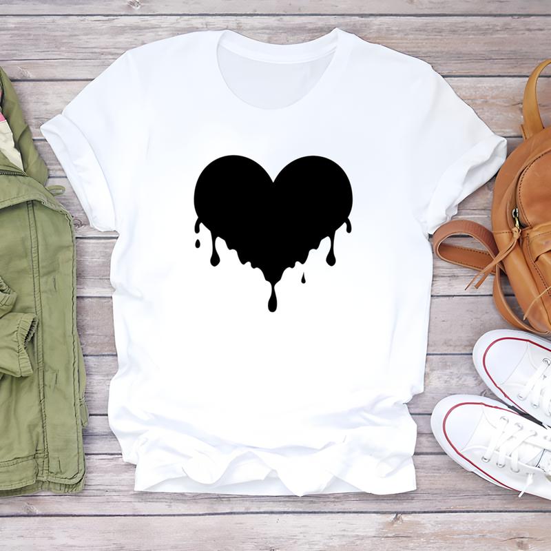 Summer Trendy Cute Printed Women's T-shirt, Short-sleeve Daily Fashion Top for Women, Stylish and Comfortable.