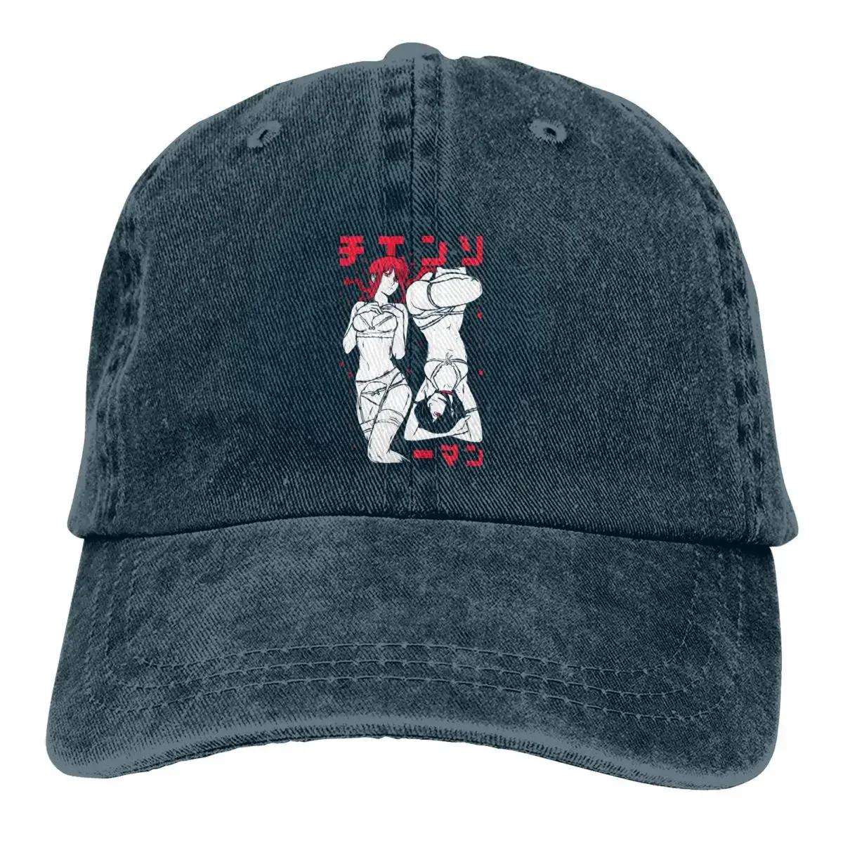 

Стираная мужская бейсболка Makima Reze Trucker Snapback Ковбойские кепки Dad Hat Chainsaw Man Аниме Кепки для гольфа Adjustable
