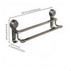 Suction Holder Towel Rack, Double Bar, Bathroom Organizer Gunmetal Gray 40cm Rod