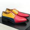 Men's Large Size Retro Color Block Casual Leather Shoes - British Style