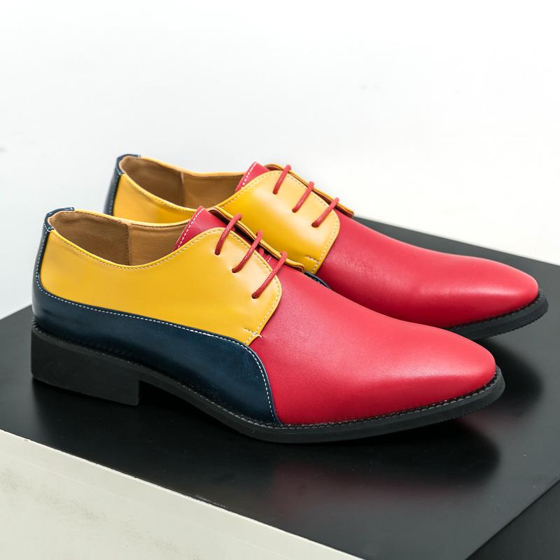 Men s Large Size Color-Blocked Retro Leather Casual Shoes 39