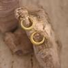 Geometric Hammered Stainless Steel 18K Gold Stud Earrings - Fashionable Ear Ornaments