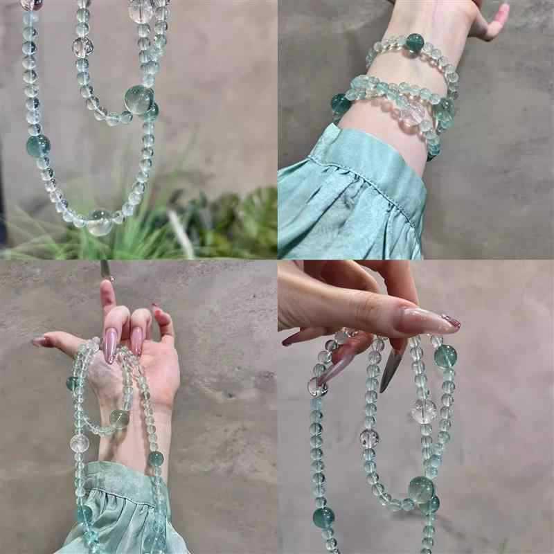 2025 Elegant Mint Green Crystal Bracelet: Women's Exquisite New Chinese Style, High-End Fashion with Whitening Effect.