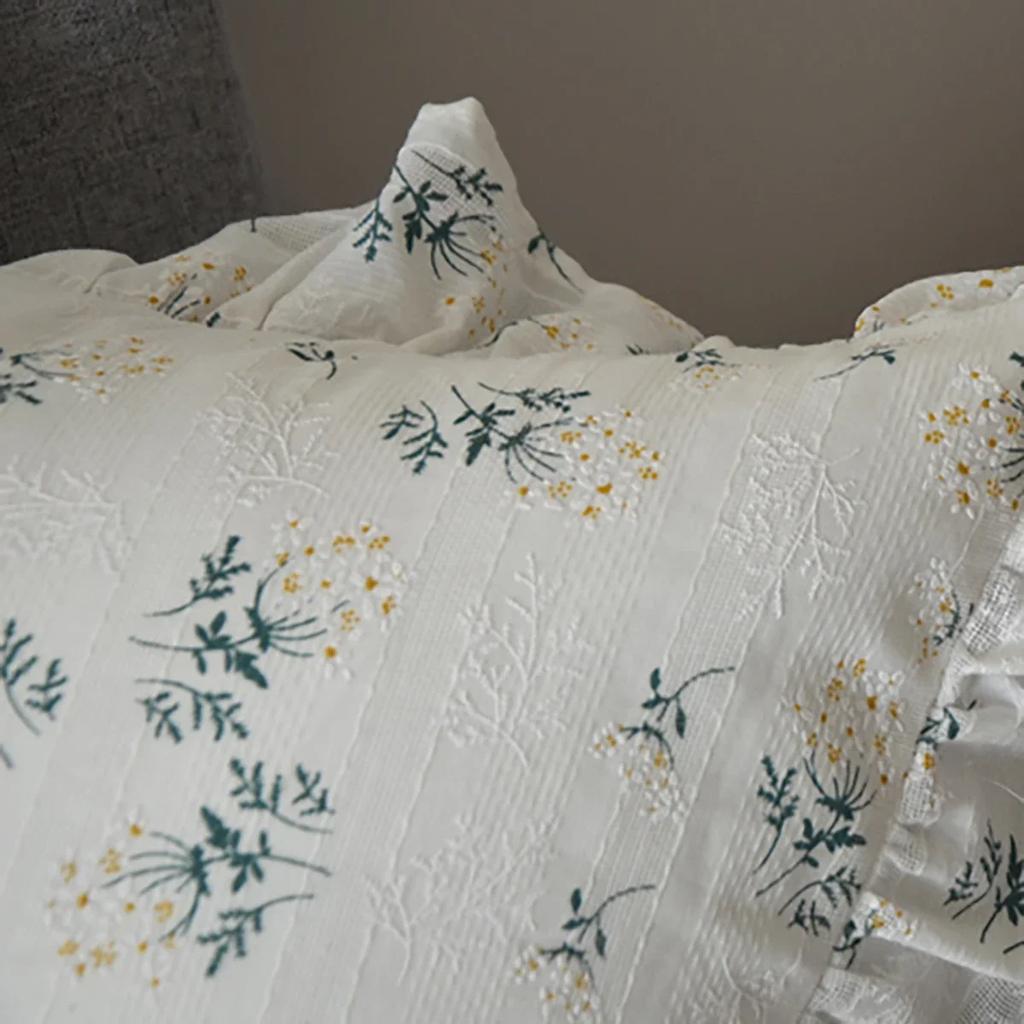 Skin-friendly Cushion Cover Home Decor Sofa Ruffle Pillows Cover Couch Ornament Cotton Floret Frill Pillowcase with Flounces