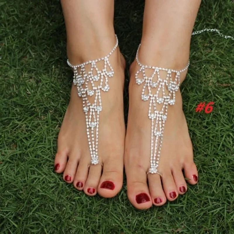 New Trendy Summer Daisy Flower Chain Anklet Connecting Foot Finger Bracelet Barefoot Anklets for Women Bohemian Beach Foot Chain