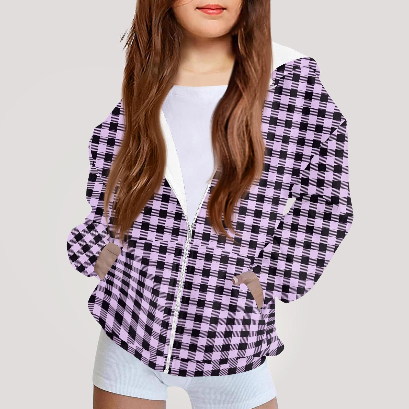 

Детская мода Принтованная толстовка с капюшоном с длинными рукавами Куртка-худи для девочек 130