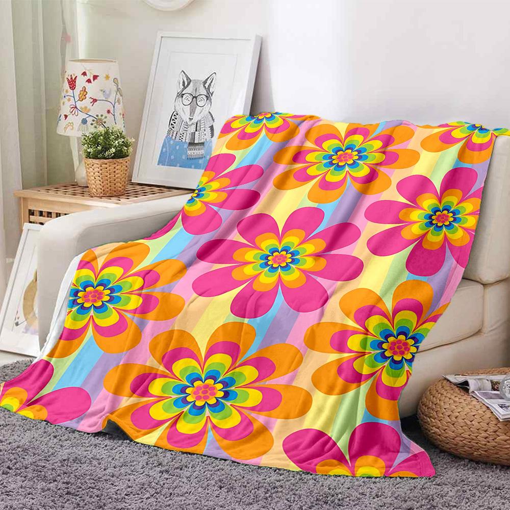 1pc Flower Pattern Blanket Warm, Cozy, And Soft, Suitable for Sofas, Beds, Cars, And Office Use.Perfect for Camping And Travel, Making It a Great Gift
