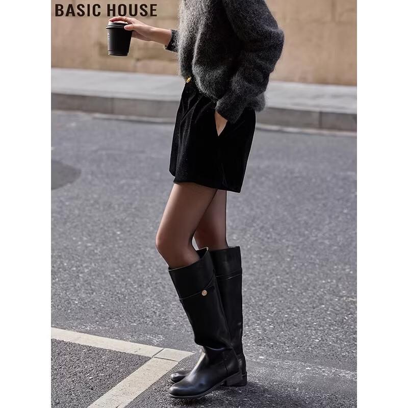 Basic House Women's High-Waist A-Line Wool Blend Shorts
