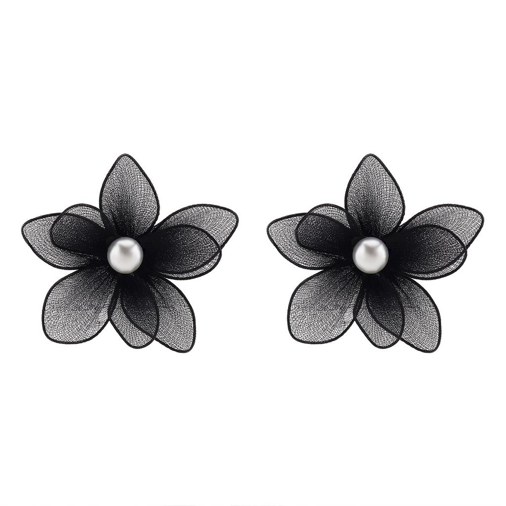 Summer Casual Vacation Sweet Double Layer Mesh 3D Flower Stud Earrings Fresh All Match Women Ear Jewelry Fashion New