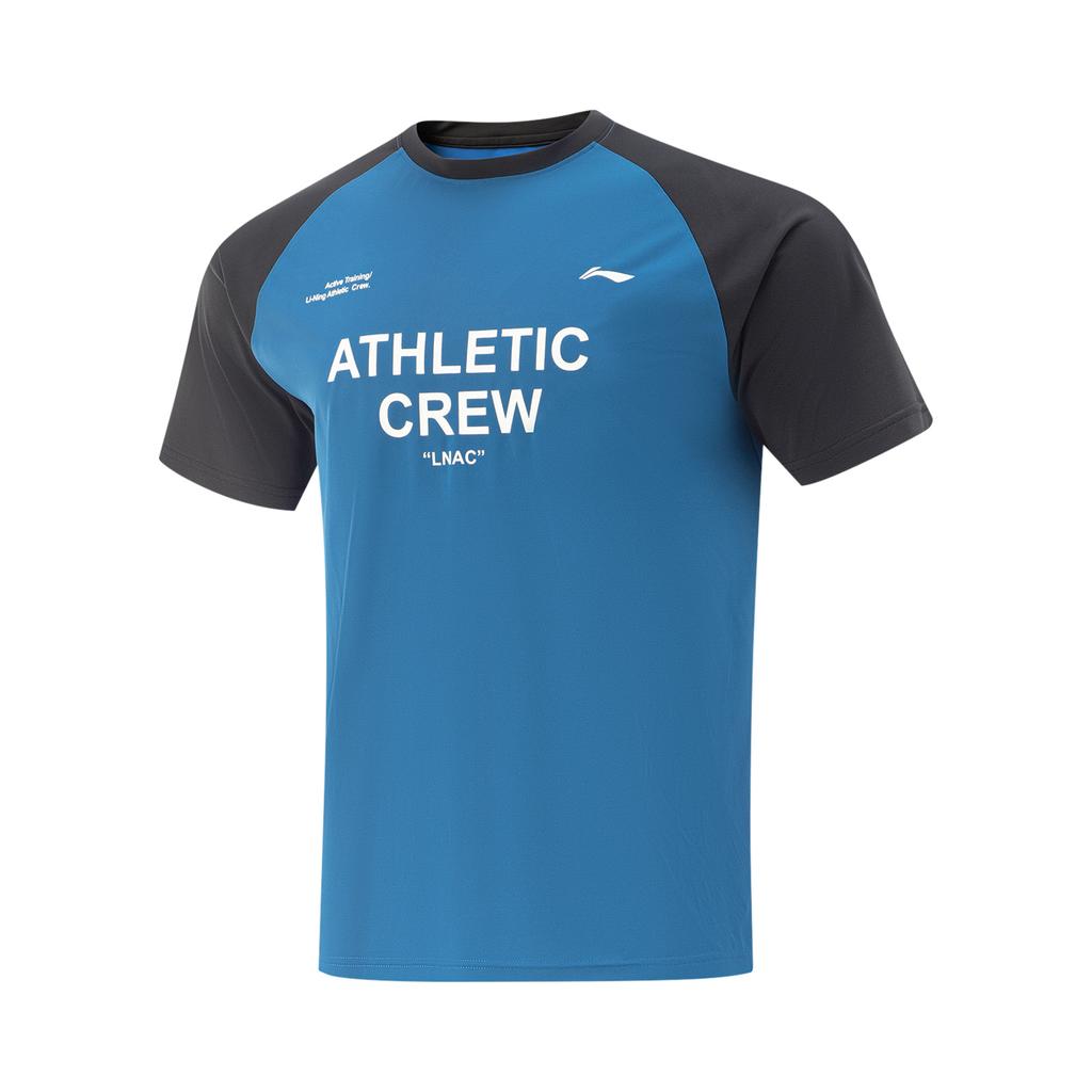 Li-Ning Comfortable Breathable Casual Round Neck Short Sleeve T-Shirt Men Tops Deep-Water-Blue ATSV279-3