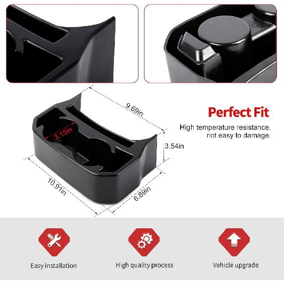 Jimen For JL Rear Cup Holder, Dual Extra Cup Holder Organizer Tray Drink Holder For Back Seat Compatible With Jeep Wrangler JL JLU & Gladiator JT