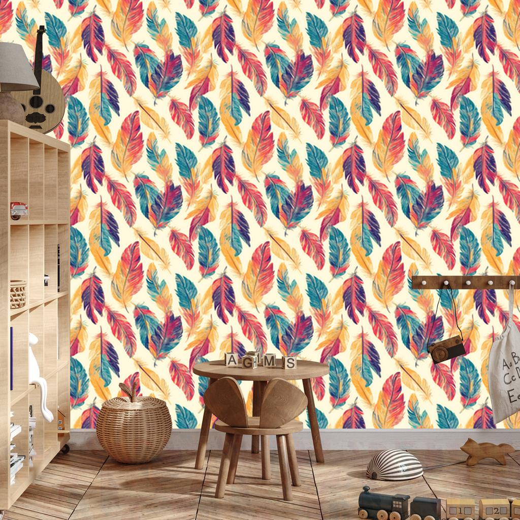 Boho Cream and Coral Wallpaper for Living Room and Bedroom 50x1000
