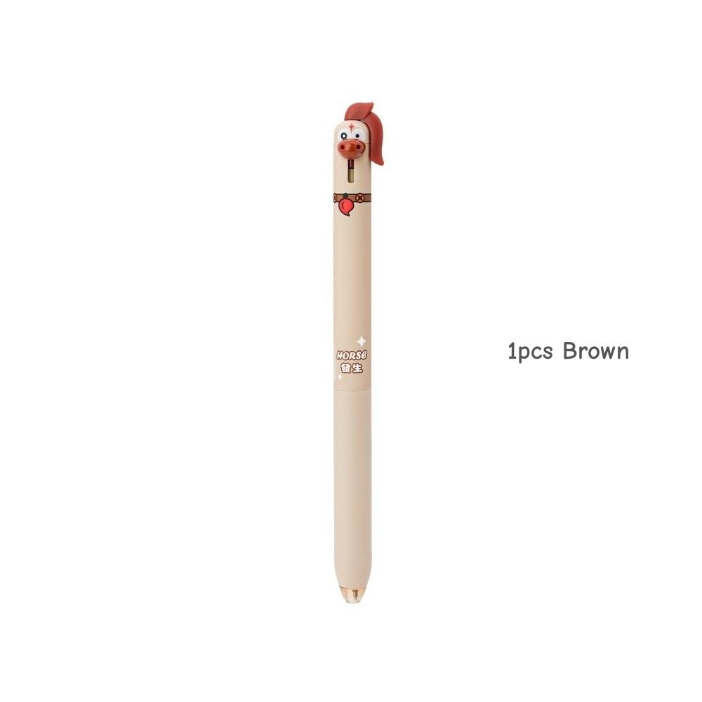 

1/4pcs Creative Cartoon Horse Gel Pen 0.5mm ST Tip Ballpoint Quick Dry Ink Smooth Writing Pen for Daily Study & Office A7980 (as the picture,black)