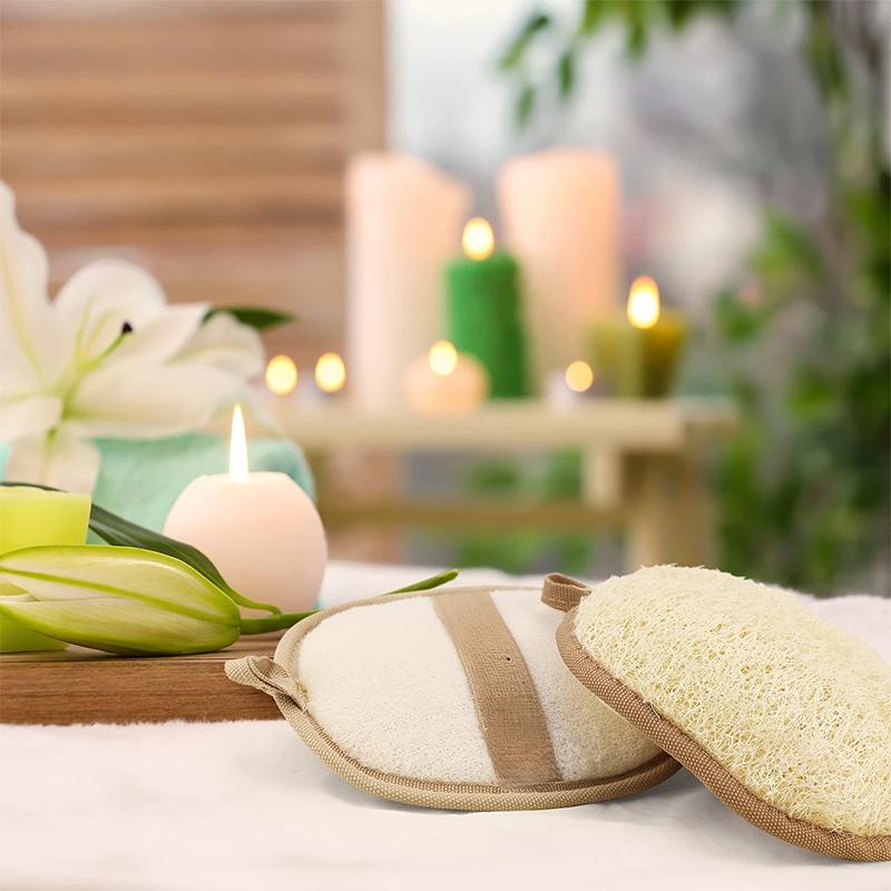 Přírodní lufa na tělo koupelová exfoliační houba měkký sprchový kartáč čisticí podložka exfoliační sprchová houba nástroj pro péči o pokožku těla