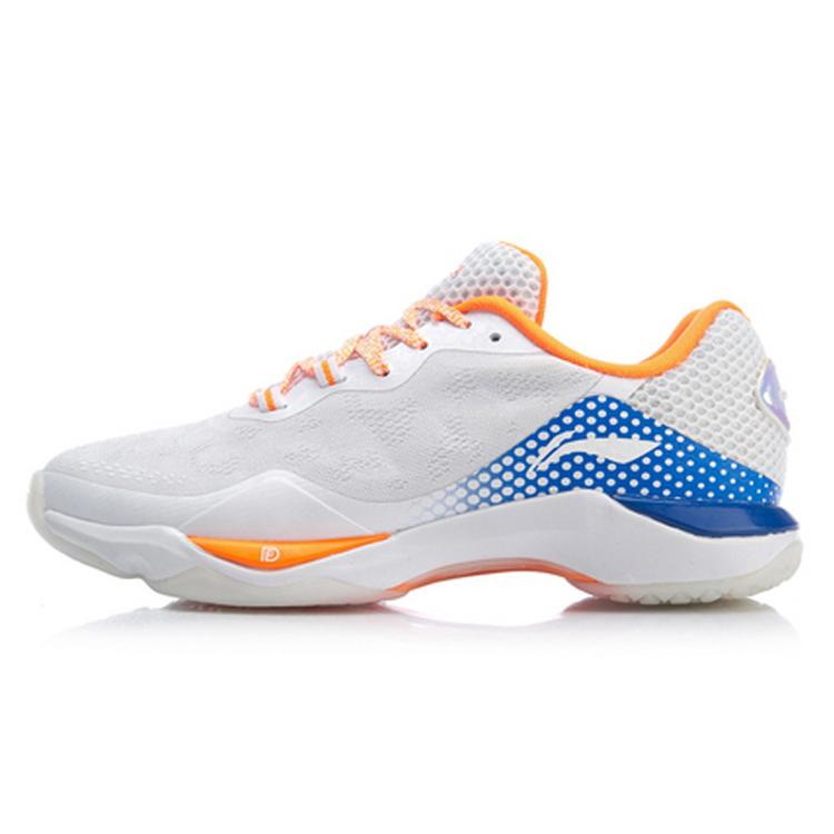 New LiNing Raid 2 Generations Cushioned Wear Resistant Slip Resistant Low Top Badminton Shoes Women's Orange White AYAP004-3