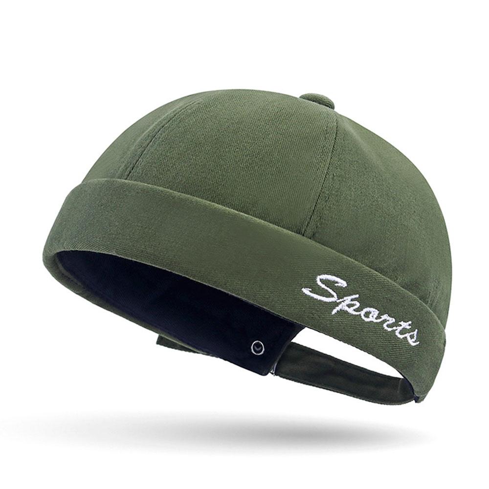 

Fashion Letter Print Beanie Hats Men Docker Cap Skullcap Retro Brimless Hip Hop Hats Cotton Adjustable Spring Landlord Hat зелений