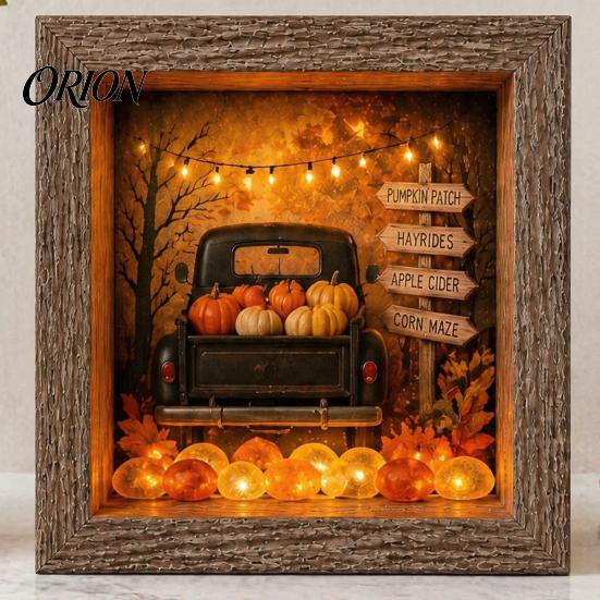 Festive Party Supplies Halloween Lighted Frame Ornaments, Light Up Shadow Box, Warm Cute Decor Atmosphere LED Lights for Home Living Room Bedroom
