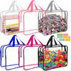 AOBOPLE 6 Pack Toy Storage Bags, Clear Zipper PVC Toy Organizer Bags with Labels for Travel Organizer Building Blocks, Puzzle,6 Colors