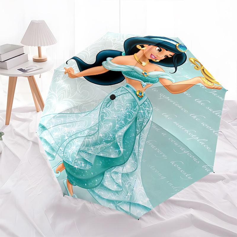 Jasmine, Genie Lamp Themed Automatic Opening and Closing Umbrella, Brightly Colored 8-rib Portable Umbrella, Suitable for Men and Women, A Perfect Gif