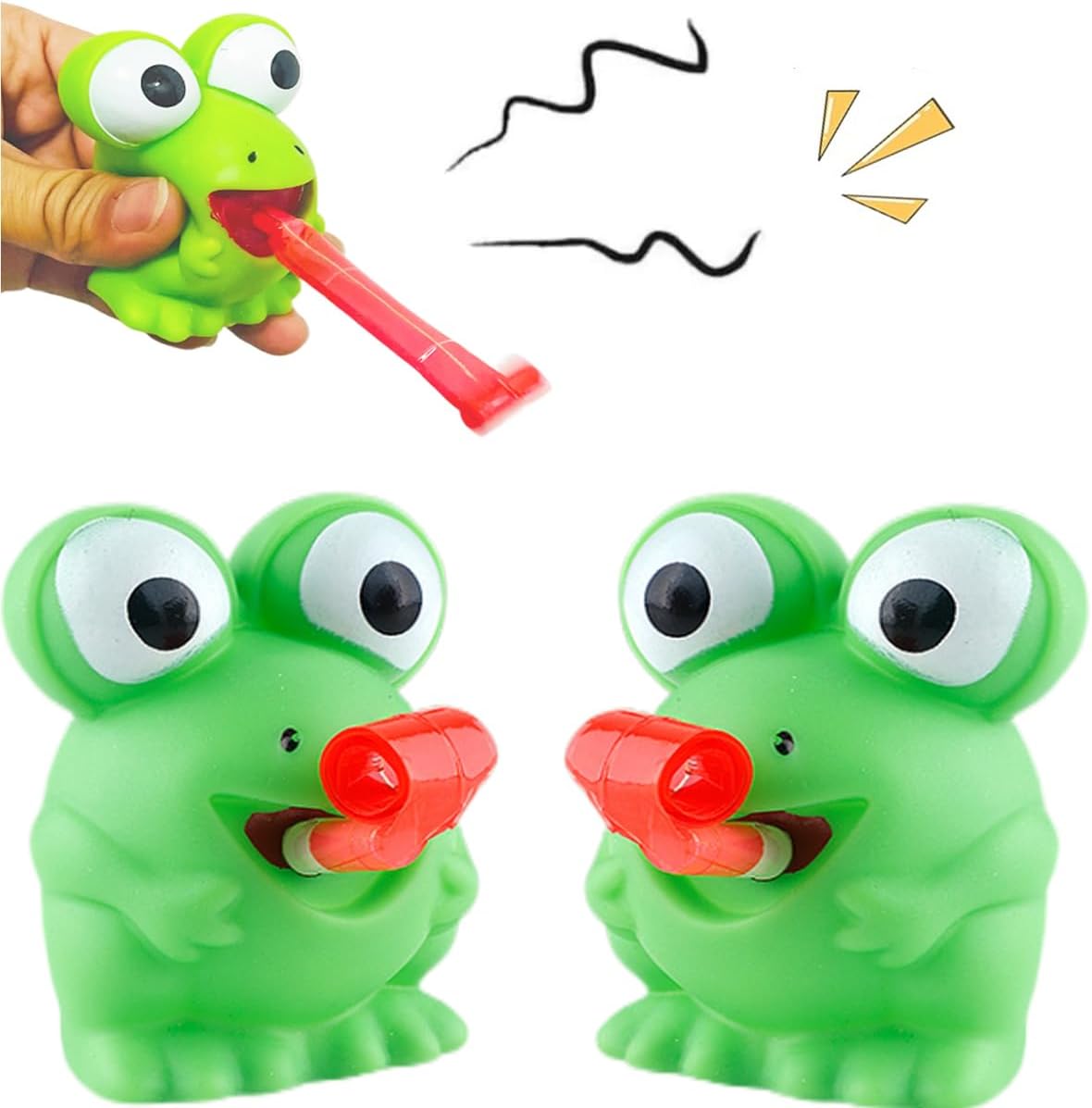 

2Pcs Stress Frog Toys Tongue Sticking Out Novelty Ease Press Dinosaur Plaything Tactile Toy Gift For Kids Adult Party Favor Easter