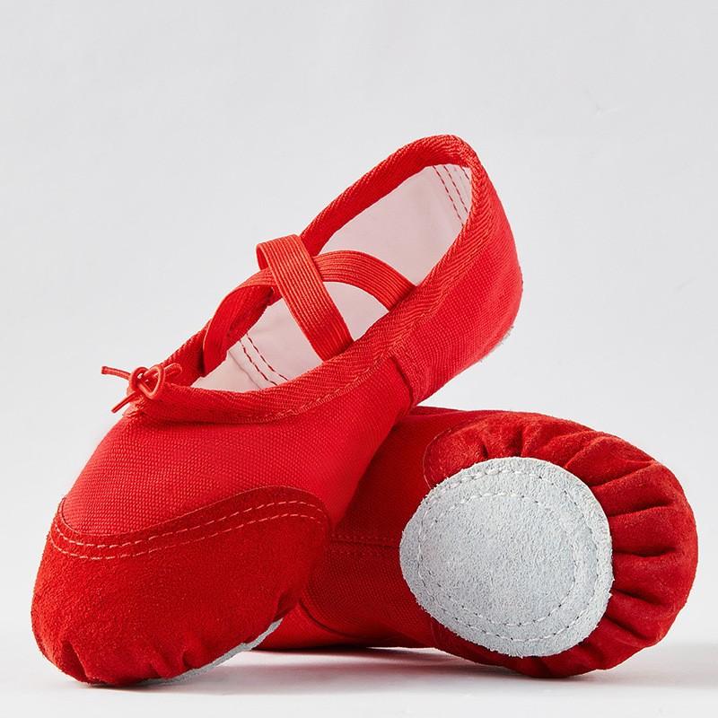 Kids Ballet Shoes Girls PU Leather Soft Split Sole Professional Dance Training Slippers Non-Slip